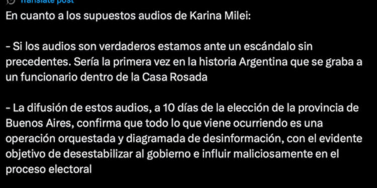 Adorni se refirió a los audios de Karina Milei: “Si son verdaderos, es un escándalo sin precedentes”